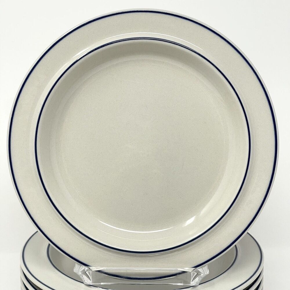 Arabia Finland Saimaa White Blue Rim Vintage Stoneware Salad Side Plate 7.5”